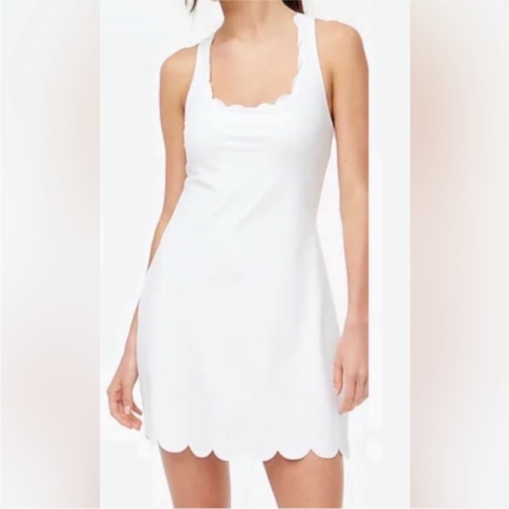 J. Crew White Scalloped Athleisure dress Large